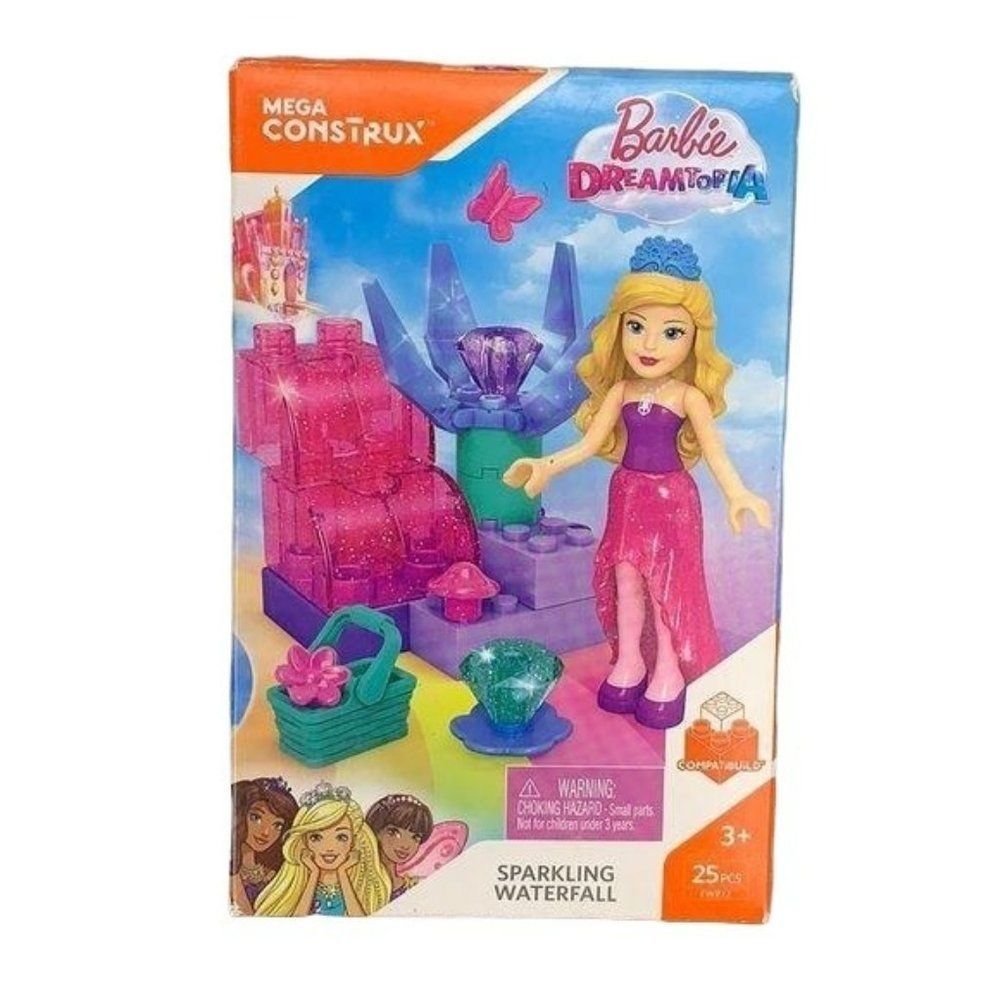 Barbie Dreamtopia Sparkling Waterfall Mega Construx 25 Pc